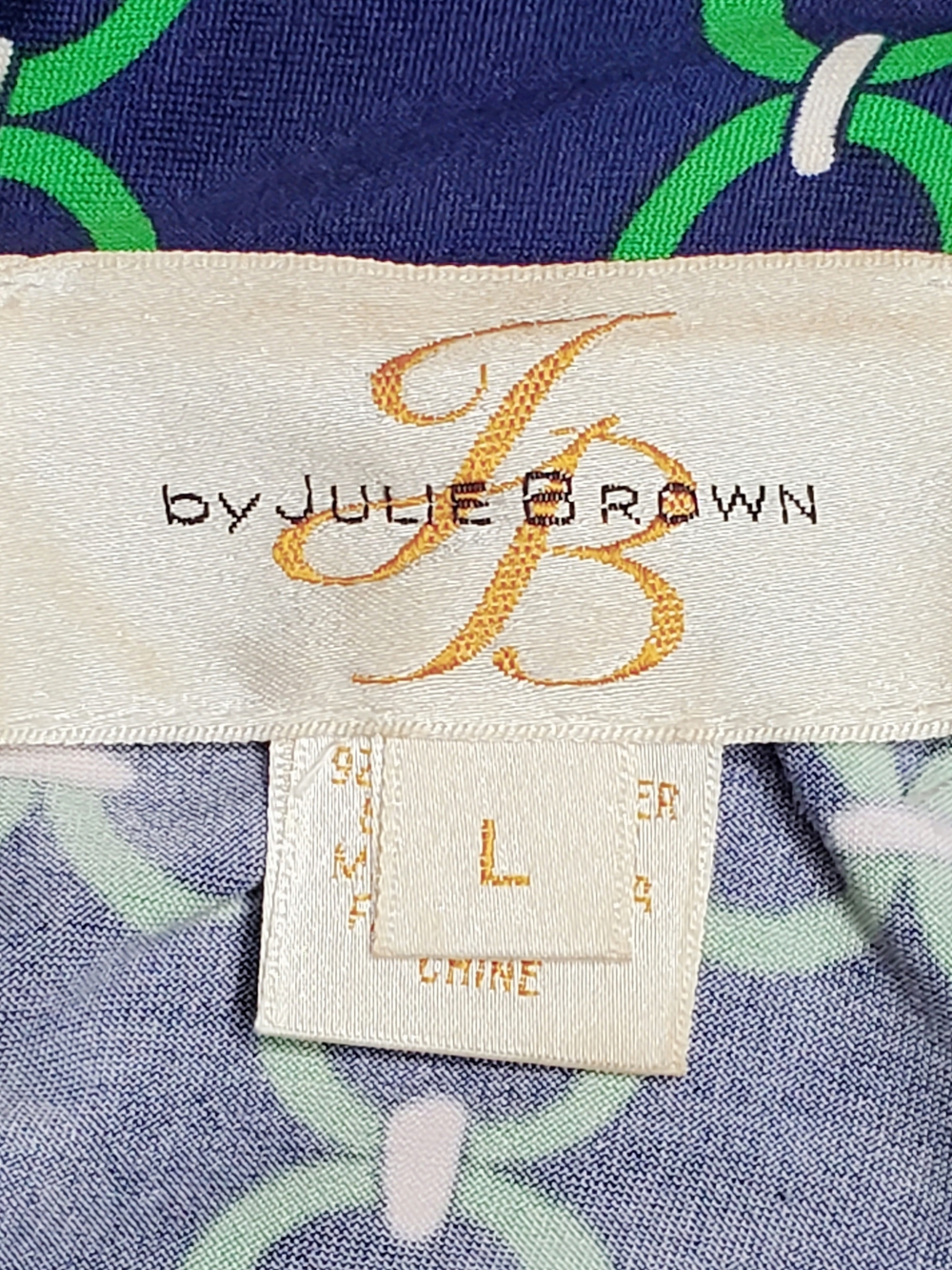 JB by Julie Brown Navy & Green Chain-Link Wrap Dress - Picture 4 of 7